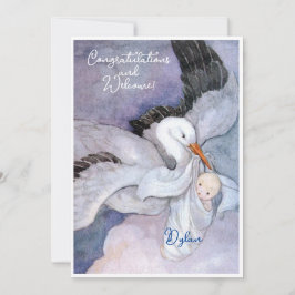 Vintage neue Baby Gratulationen Flat Card