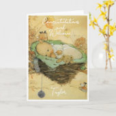 Vintage neue Baby Gratulationen Flat Card Karte (Gelbe Blume)