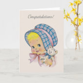 Vintage neue Baby-Gratulationskarte Karte (Gelbe Blume)