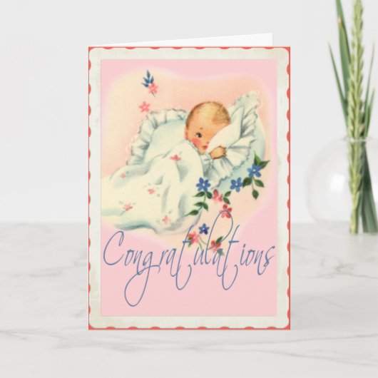Vintage neue Baby-Gratulationskarte Karte (Vorderseite)