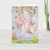 Vintage neue Baby-Gratulationskarte Karte (Vorderseite)