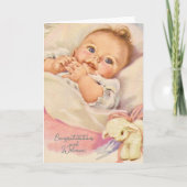 Vintage neue Baby-Gratulationskarte Karte (Vorderseite)