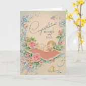 Vintage neue Baby-Grußkarte Karte (Gelbe Blume)