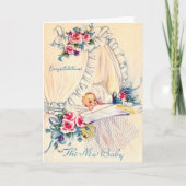 Vintage neue Babygratulation Karte (Vorderseite)