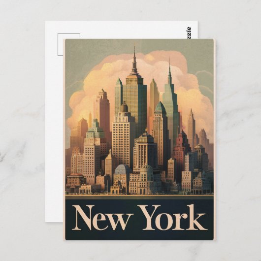 Vintage neue York Postkarte (Vorne/Hinten)