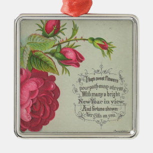 Vintage neues Jahr-Rose Ornament Aus Metall