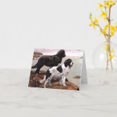 Vintage Neufundländer - Note Card Karte (Gelbe Blume)