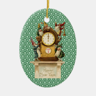 Vintage-Neujahrs-Gnome Keramikornament