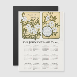 Vintage Neujahrs-Kalender-Grußkarte mit Magnet