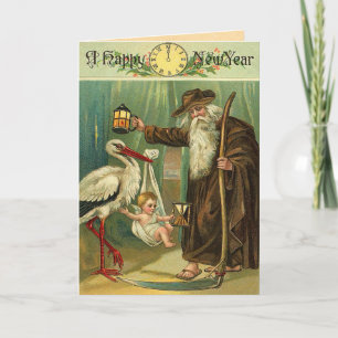 Vintage Neujahrsgrüße Feiertagskarte