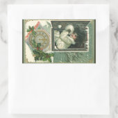 Vintage Neujahrsgrüße, Viktorianisches Mädchenfens Rechteckiger Aufkleber (Tasche)