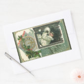 Vintage Neujahrsgrüße, Viktorianisches Mädchenfens Rechteckiger Aufkleber (Umschlag)