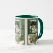 Vintage Neujahrsgrüße, Viktorianisches Mädchenfens Tasse (VorderseiteRechts)