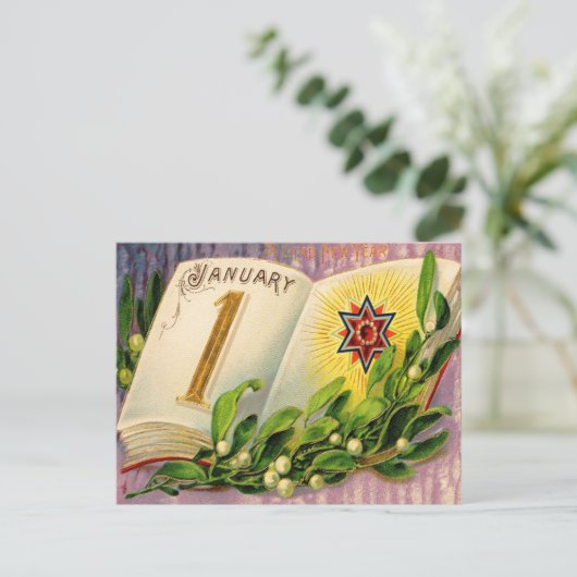 Vintage Neujahrskarte Postkarte (Stehend Vorderseite)