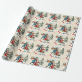Vintage Neujahrsschlittenfahren Kinder Winterlands Geschenkpapier (Ungerollt)