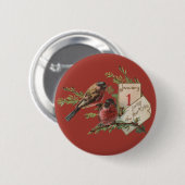 Vintage Neujahrsvögel Button (Vorne & Hinten)