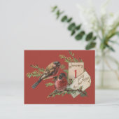 Vintage Neujahrsvögel Feiertagspostkarte (Stehend Vorderseite)