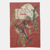 Vintage Neujahrsvögel Handtuch (Vertikal)