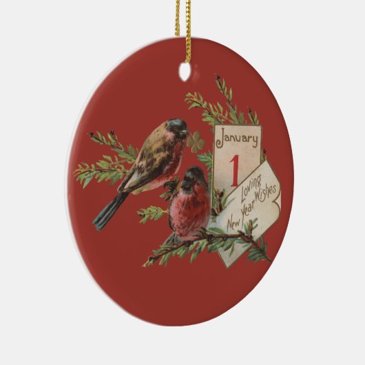 Vintage Neujahrsvögel Keramikornament (Rechts)