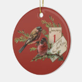 Vintage Neujahrsvögel Keramikornament (Links)