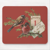 Vintage Neujahrsvögel Mousepad (Vorne)