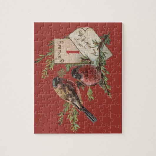 Vintage Neujahrsvögel Puzzle (Vertikal)