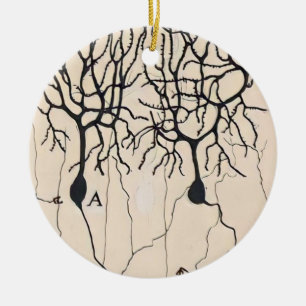 Vintage-Neuron-Zeichnung von Santiago Ramón y Caja Keramik Ornament