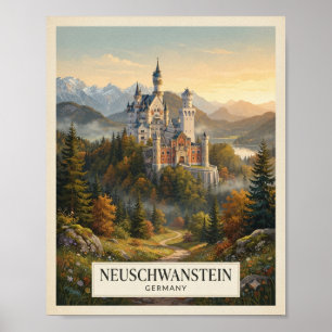 Vintage Neuschwanstein Deutschland Reiseplakat Poster