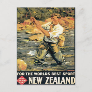 Vintage Neuseeland-Angeln Postkarte