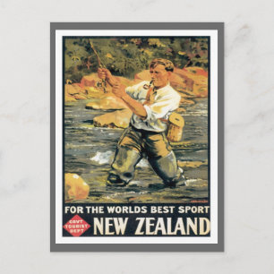 Vintage Neuseeland-Angeln Postkarte