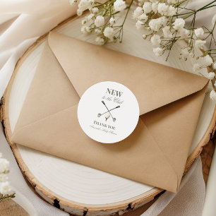 Vintage Neutral Neue im Golfclub Baby-Party Runder Aufkleber