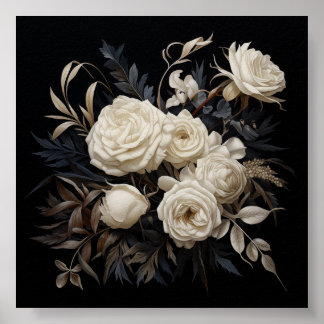 Vintage neutrale Blumenmuster-Veröffentlichung Poster