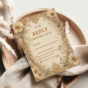 Vintage Neutrale Botanische Eleganz RSVP Karte