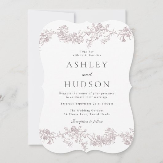 Vintage neutrale Elegantin Blütenzeit Einladung (Vorderseite)