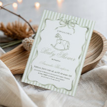 Vintage Neutraler Oliv Schaukelpferd Baby Shower