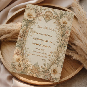 Vintage Neutrales Botanisch Save The Date