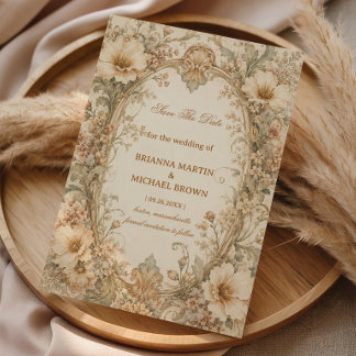Vintage Neutrales Botanisch Save The Date