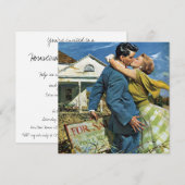 Vintage Neuvermählte, Party Einladung der Haushalt (Vorne/Hinten)