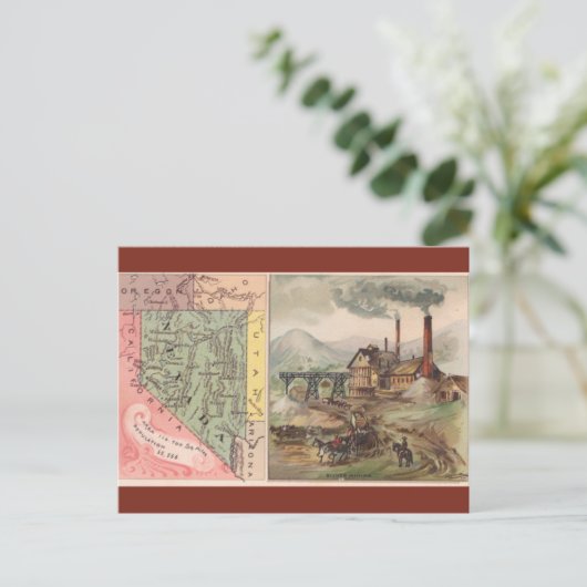 Vintage Nevada Map Postkarte (Stehend Vorderseite)