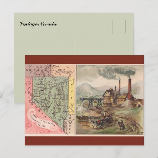 Vintage Nevada Map Postkarte (Vorne/Hinten)