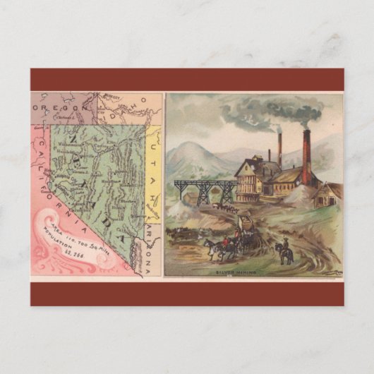 Vintage Nevada Map Postkarte (Vorderseite)