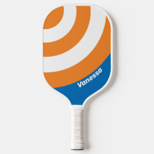 Vintage New Amsterdam Kreisstreifen mit Namen Pickleball Schläger