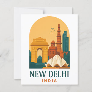 Vintage New Delhi Indien Reiseplakat – Retro Stadt