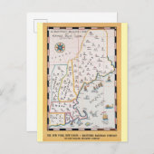 Vintage New England Map Sommerreise Postkarte (Vorne/Hinten)
