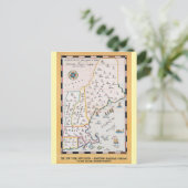 Vintage New England Map Sommerreise Postkarte (Stehend Vorderseite)