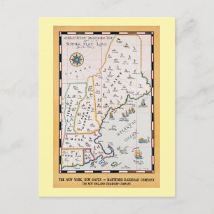 Vintage New England Map Sommerreise Postkarte