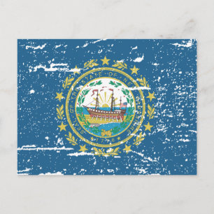 Vintage NEW HAMPSHIRE Flagge Postkarte