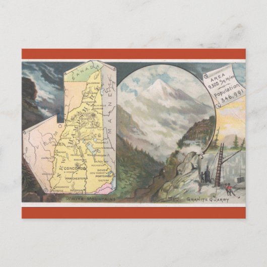 Vintage New Hampshire Map Postkarte (Vorderseite)