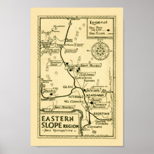 Vintage-New-Hampshire-Ski-Karten-Druck Poster