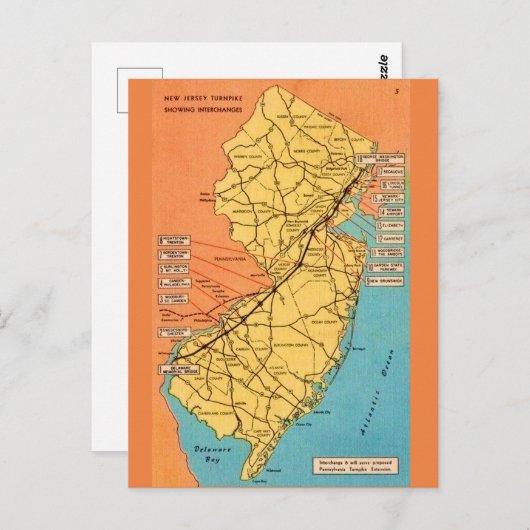 Vintage New Jersey Turnpike Karte (Vorne/Hinten)